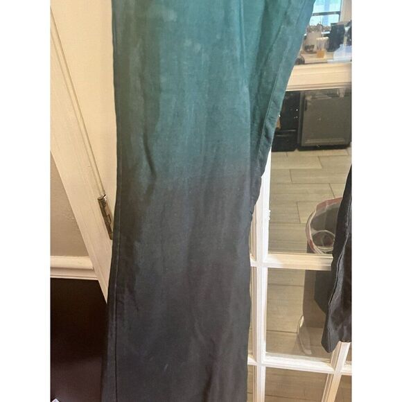 Charizma Womens Ombre Pull On Wide Leg Scallop Hem Pants Teal Black Size L.   H - Picture 4 of 7
